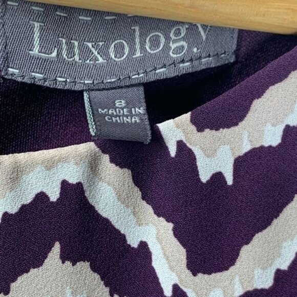 Luxology Purple Chevron Stripe Shift Dress Size 8 - Picture 5 of 11